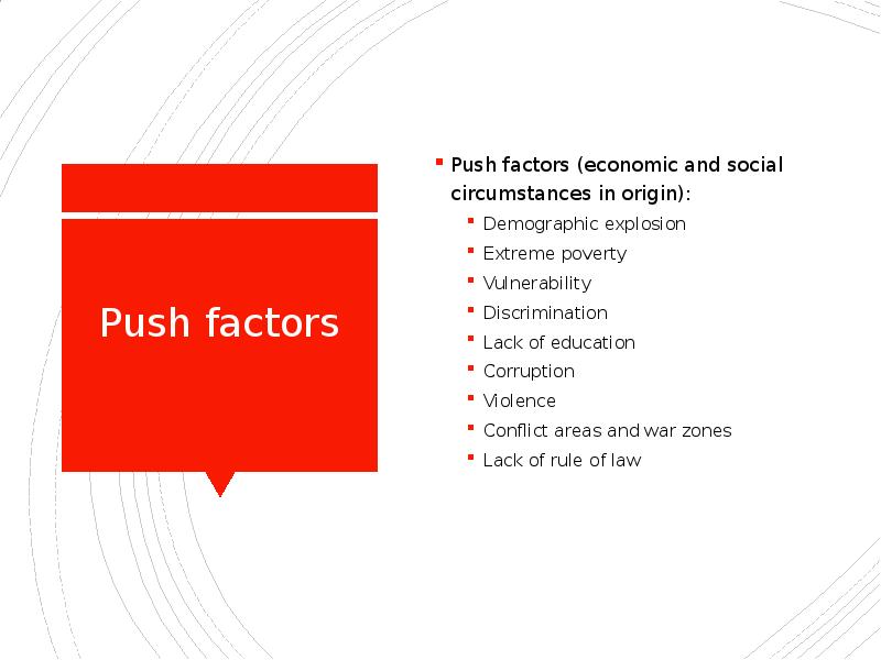 Push factors Push factors