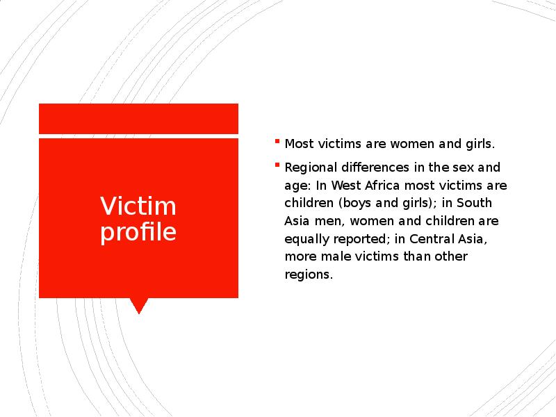 Victim profile Most victims