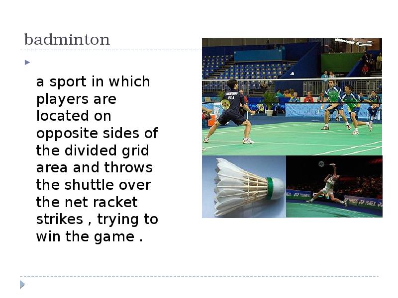 badminton a sport in which