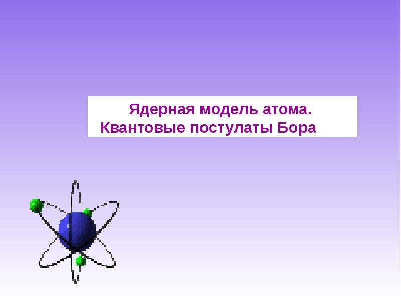 Презентация Ядерная модель атома. Квантовые постулаты Бора