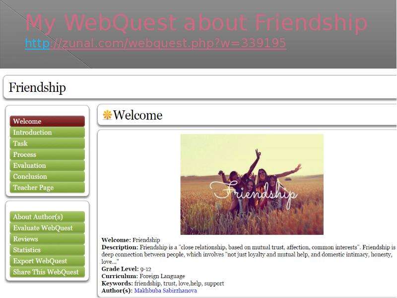 My WebQuest about Friendship