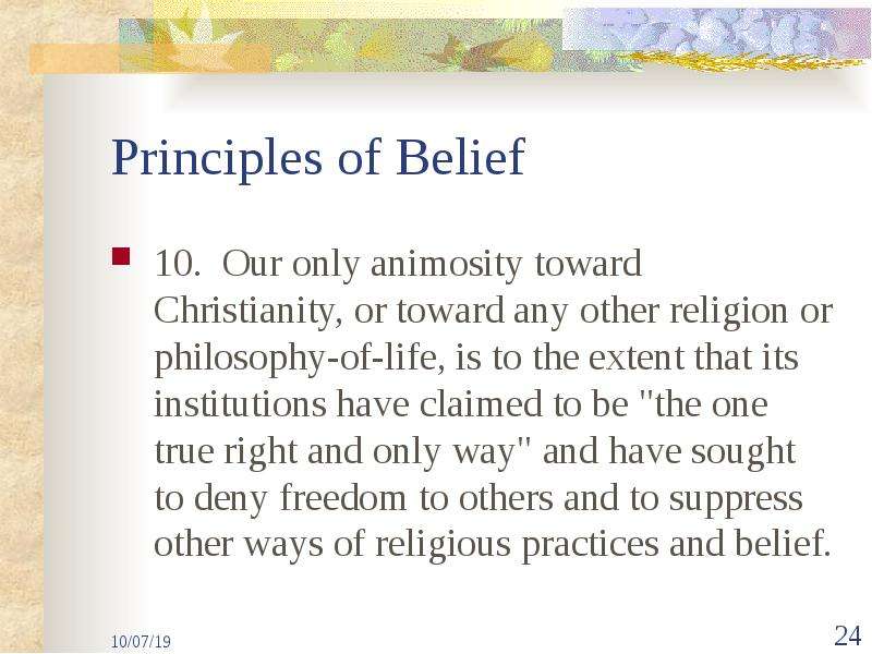 Principles of Belief . Our