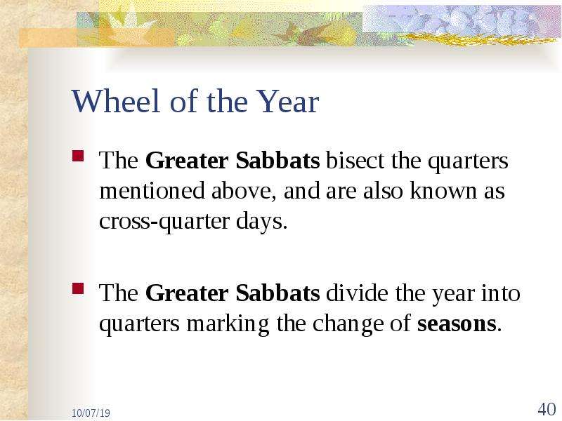 Wheel of the Year The Greater