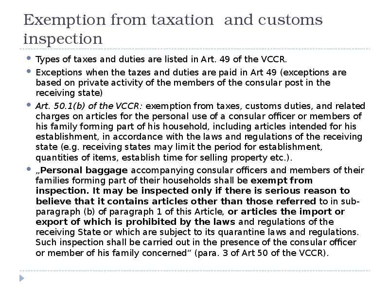 Exemption from taxation and