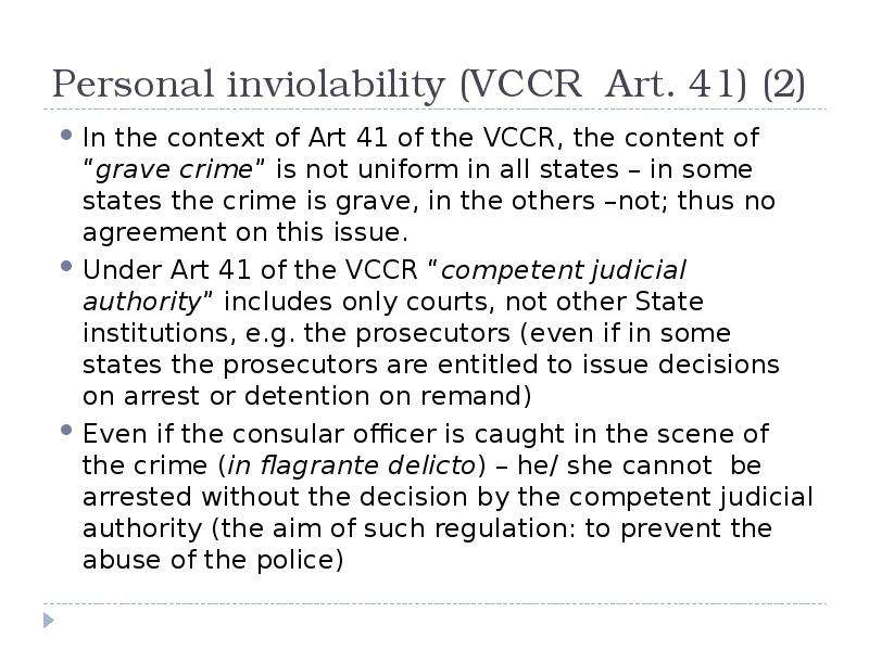 Personal inviolability VCCR