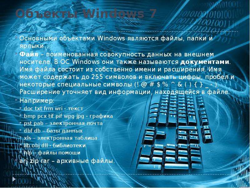 Объекты Windows Основными