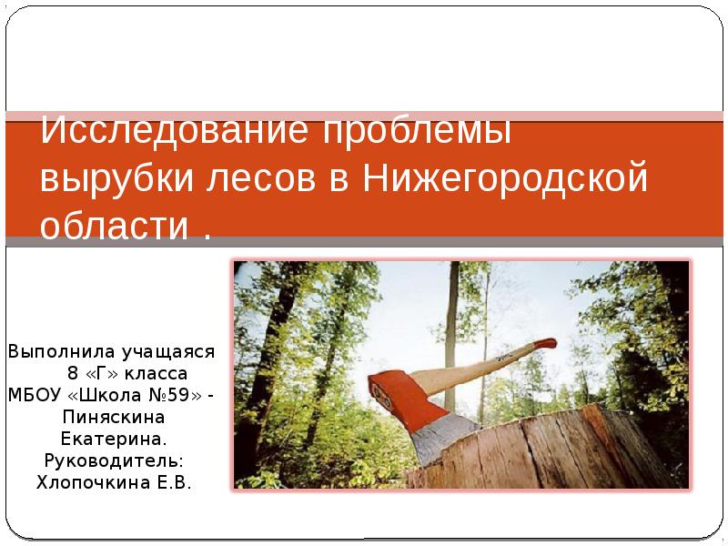 Презентация Вырубка лесов в Нижегородской области