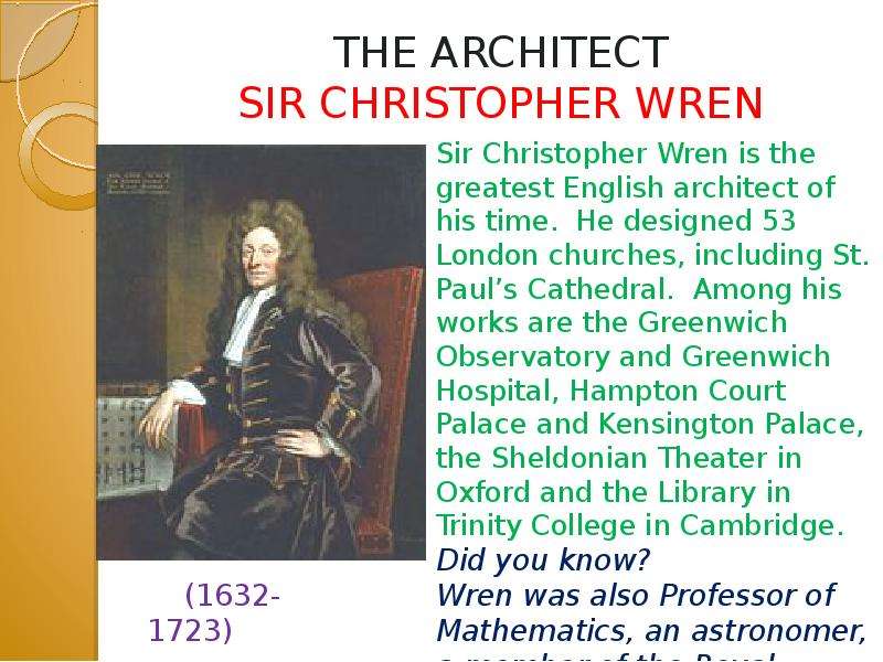 THE ARCHITECT SIR CHRISTOPHER