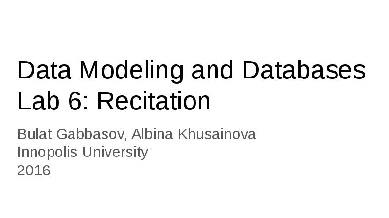 Презентация Data Modeling and Databases
