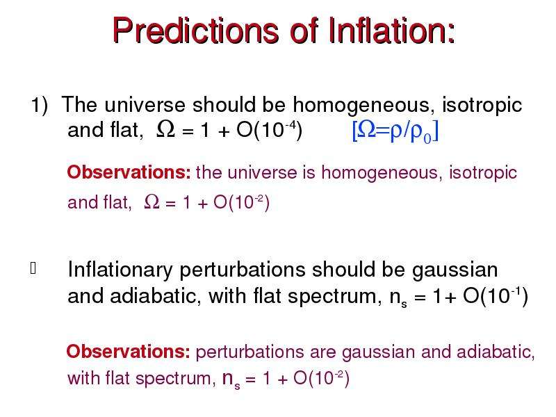 Predictions of Inflation The