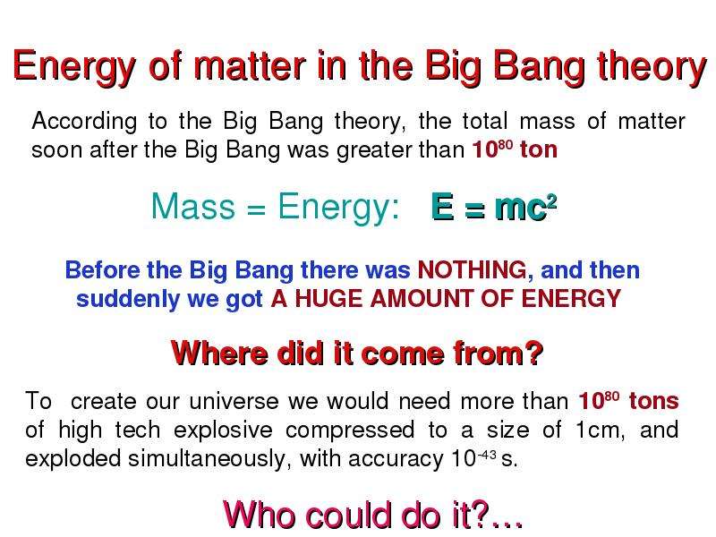 Energy of matter in the Big