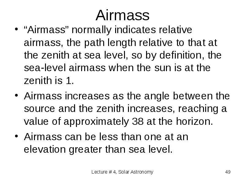 Airmass Airmass normally