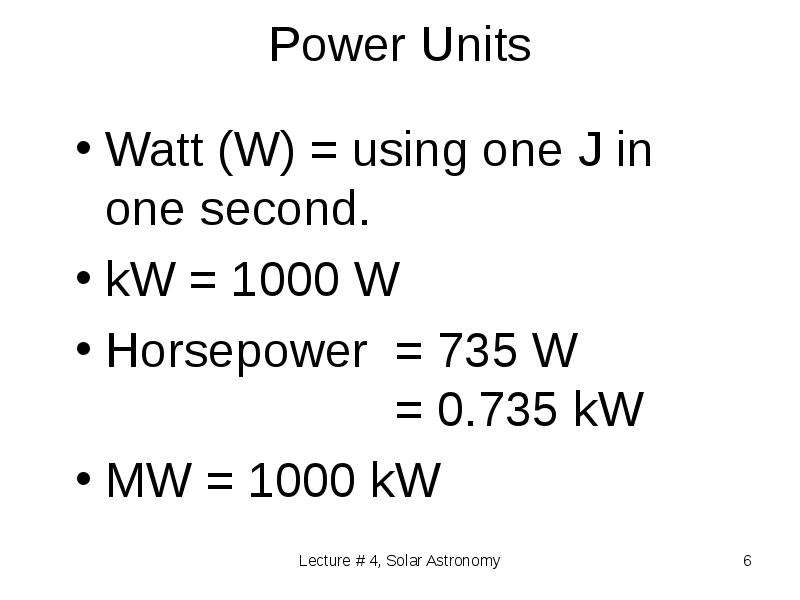 Power Units Watt W using one