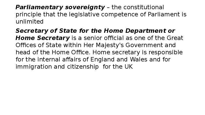 Parliamentary sovereignty the