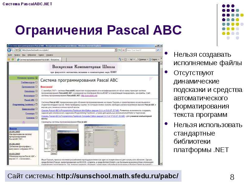 Ограничения Pascal ABC Нельзя