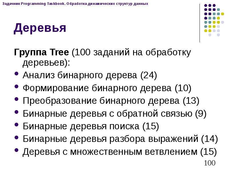 Деревья Группа Tree заданий