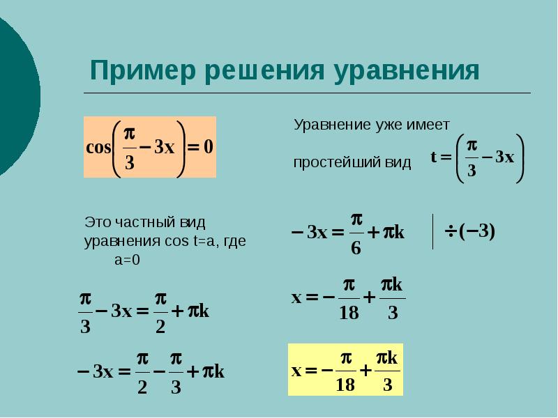 Пример решения уравнения