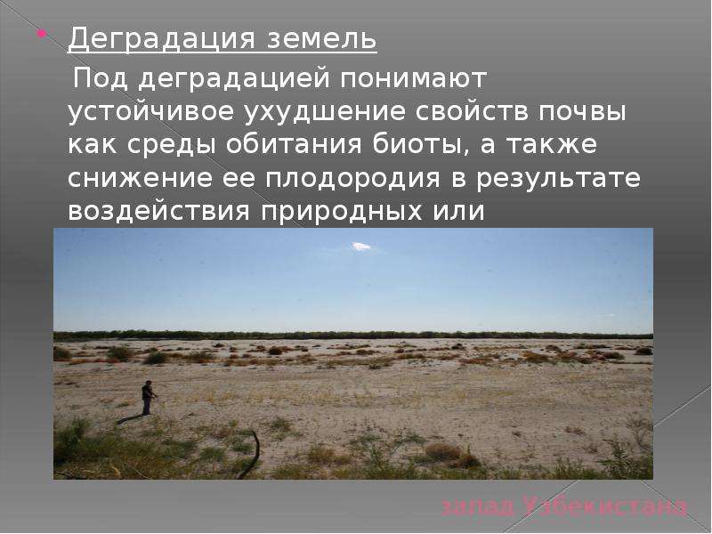 запад Узбекистана Деградация