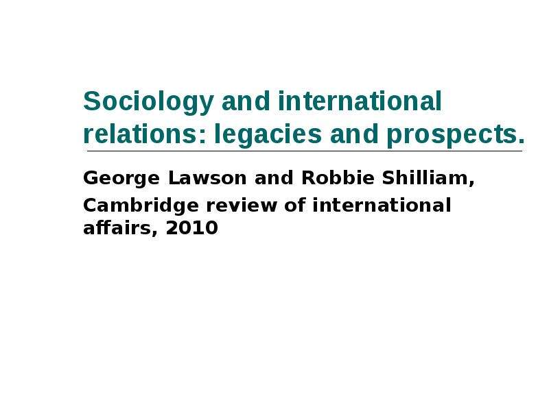 Sociology and international