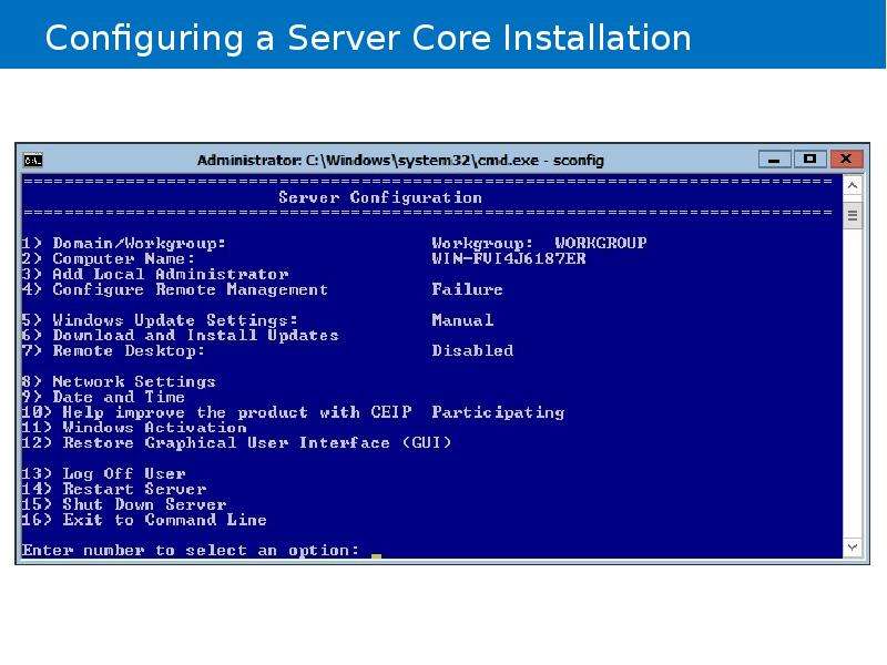 Configuring a Server Core