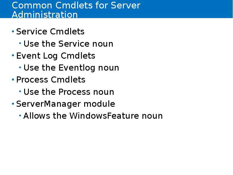 Common Cmdlets for Server