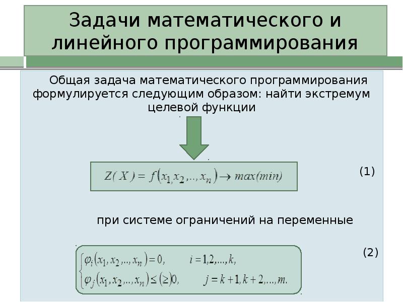 Презентация Задачи математического и линейного программирования